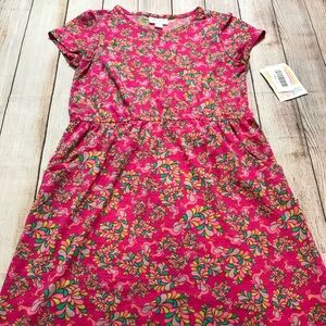 Lularoe Kids Mae size 12 BNWT pink peacocks